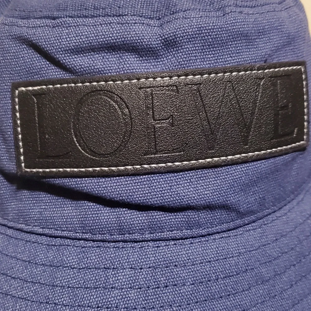 Loewe Navy Canvas Bucket Hat with Black Logo Patch